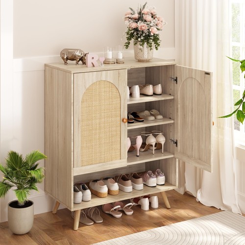 Kommode sideboard mit rattan - kommode,