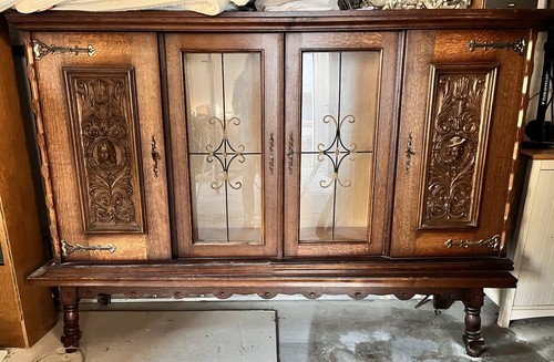 Antike holzkommode mit vitrine - holzkommode,